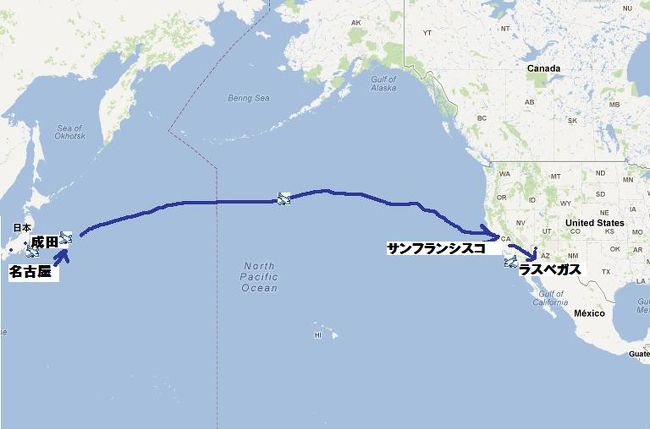 我が家をAM6時出発<br />↓<br />セントレア発8時20分・成田行き→→成田に9時30分着・・・・・えんえんとトランジット16時まで＜＜げっそり＜＜<br />↓<br />成田16時発→→→→→サンフランシスコ同日AM9時30分・ここで・喫煙亭主の喫煙のせいでえらいめを見る(;´ρ`) ｸﾞｯﾀﾘ ラスベガスまでのトランジットが4時間あって・なおかつ・荷物をとったため・喫煙亭主・・”またチェックインすればいい”という甘ーーい考えで喫煙の為外に出た・・これが・・超裏目になり・・国内線で荷物預けに手こずり・13時25分発のラスベガス行きに間にあわなくなってしまいそうで・焦るがぁ・・運よく・その便が遅れていたので・なんとか乗れる<br />↓<br />PM4時30分ぐらいに無事にラスベガス到着<br />2年前にスイートに泊まれた好印象にフラミンゴホテルをエクスぺディアで予約を入れておいたので・フラミンゴへ<br />1泊3417円＜＜有難い値段だ・・<br /><br />がぁ・・・今回コーヒーメーカーがない？？？湯沸かし器を持ってこなかったので・・やばい・・<br /><br />夕食はフラミンゴのレストランのバッフェ＜食べ放題＜＜<br /><br />8月27日を2回やりまして・・長ーーーーい1日でした・・お疲れさまでした・ぉゃすみ〜「zzzZZZ・・」 