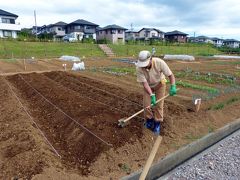 三島市佐野体験農園　土作り　畝立て　植付け