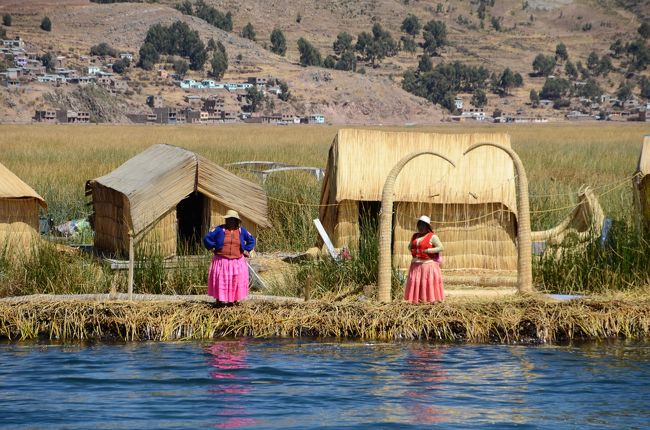 チチカカ湖にトトラという水草で造られたウロス島という浮島があり、島の上に集落が作られていて人が住んでいるということなので見てみたいと思い行ってみました。島を構成しているトトラという水草の根元の部分は食べられるようで、島に使用されているのは葉の部分にあたります。島に上陸してみると地面はふかふかしていますが水面に浮いているとは思えないくらいしっかりしていて全く揺れませんでした。日常ではありえない光景なので非現実感をたっぷり満喫できて満足です。プーノに立ち寄る機会が有ったら無理やり時間を作ってでも行く価値ありです。<br />ティティカカと発音していますが正式な発音は「ティティハハ」とのことです。<br /><br /><br />