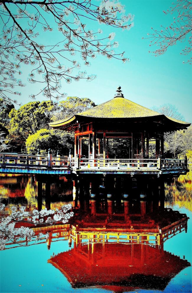 万葉の世界を訪ねて 後編 <br /><br /> 今回の旅行記「万葉の世界を訪ねて後編」を作成にあたり約7ヶ月、訪れた地区が奈良の他8箇所と多くの所より情報を集め歩きました。 この事が逆にまとまりのない形となってしまった様です。 後編と云う事で、皆様方にはたとえ一時の気休めとして見て頂けたら幸いと思っております。<br /><br /> 訪れた場所<br /> 1・2012年11月 妹背の里 蒲生郡竜王町<br /> 2・2012年12月 甘南美寺 山県市<br /> 3・2013年 3月 平城京跡他 奈良市 <br /> 4・2013年 3月 百梅園 羽島市<br /> 5・2013年 4月 万葉公園 一宮市<br /> 6・2013年 4月 味真野苑 越前市<br /> 7・2013年 5月 天王川公園 津島市<br /> 8・2013年 5月 竹林公園 岩倉市<br /> 9・2013年 6月 御裳神社 一宮市<br />10・2013年 6月 藤原宮跡他 奈良市<br />11・2013年 6月 万葉植物園他 奈良市<br /> (写真・浮見堂 奈良市 2013.3.30 撮影)