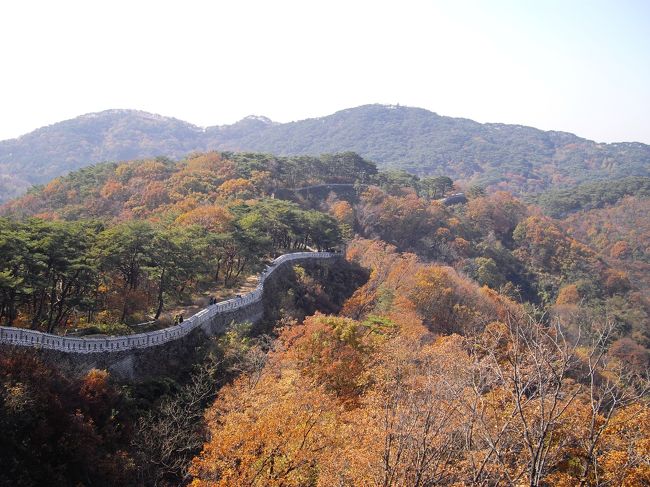 登山とドライブコースで有名なソウル近郊の山城、南漢山城道立公園へ。<br />もみじ狩りをしながら城郭沿いをハイキング。<br />帰りは、良才駅にあるペサンミョン酒家直営のマッコリバー「ヌリンマウル醸造場」に行き、生マッコリで打ち上げ。