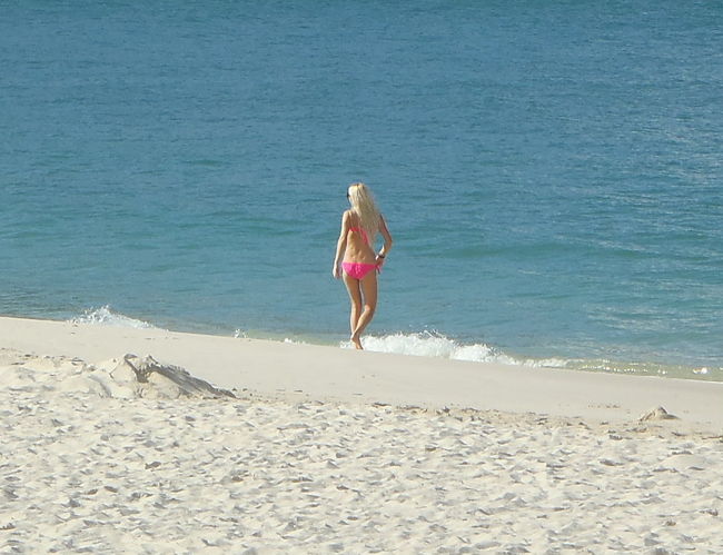真っ白な砂浜に金髪の美女　外国のリゾートビーチの光景です。<br />親戚がハネムーンで訪れた時から、ずっと憧れていた南紀白浜です。<br />そこには憧れていた風景と、素晴らしい温泉、美味しいモノがありました。