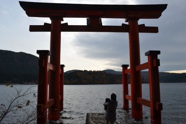 箱根旅行二日目。午前には五百羅漢のある紅葉が綺麗な長安寺へ(旅行記②）<br /><br /><br />芦ノ湖湖畔にてランチ。愛犬が一緒にいけるレストランは数少ない。<br />初めての愛犬との食事。11月の寒い時に外のテラス席で大丈夫だろうか？<br /><br />食後の予定は箱根神社へ。そして御殿場アウトレットへ。