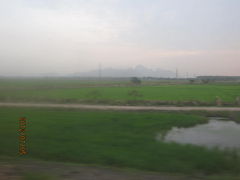 さまざまなタイ旅行（８１）去年の大水害の痕。列車の中から。