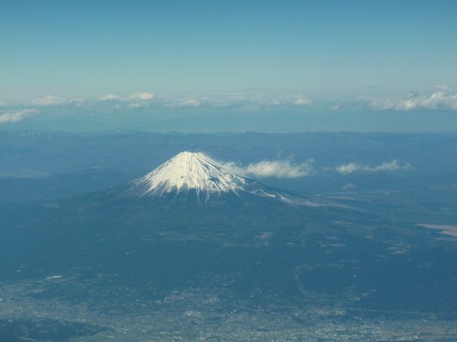 観音寺出張とんぼ返り2-岡山空港から帰京，京都や富士山がよく見えた