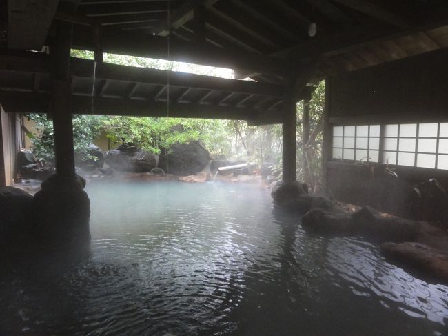 阿蘇神社から阿蘇の山あいに位置する黒川温泉へ向かう道は、走る車も少なく雨が降って淋しい風景でした。<br />うっかり黒川温泉に入る道を曲がり損ね、引き返して黒川橋を渡って進み行くと、賑やかな温泉街という雰囲気は全く無い、自然に包まれた静かな温泉地が見えてきた。<br /><br />駐車場に車を停め、ガイドブックに掲載されている各宿の露天風呂の写真をササっと見比べ、どの旅館に行こうか決めました。<br /><br />木々に囲まれ、渓流を見降ろしながら、ほぼ友人と二人っきりの貸切り状態で寛いだ露天風呂。<br />まさに至福の時間でした。<br /><br /><br /><br /><br />