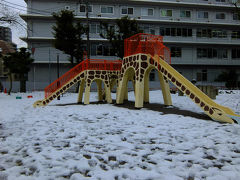 雪はまだ溶けやらぬ　小さな赤羽公園で