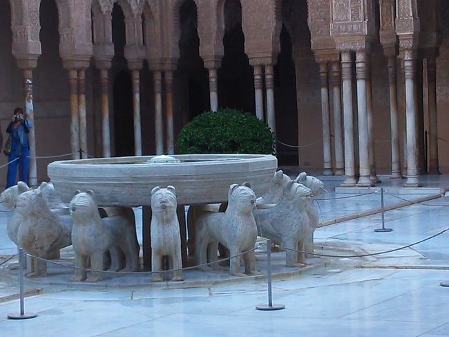 アルハンブラ宮殿、「ハーレム」にある噴水。<br />囲むのは12頭のライオンたち。<br />改修で最近まで見れなかったそう。<br />いやん。ラッキー。<br /><br />それはともかく･･<br />ライオンってこんなんだったか？？ではじまる<br />アルハンブラ→ミハス→バルセロナへの旅～。