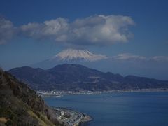 薩&#22517;峠から望む富士山と興津宿寒ざくらまつり