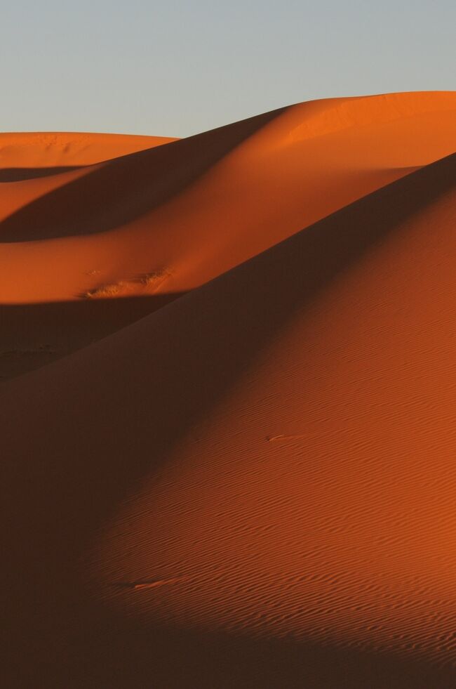 メルズーガ大砂丘へ！<br />はるばるやってきました。<br /><br />ラクダには日没時と日の出時と二回乗ってきました～！<br />でもそれが大正解でした。<br /><br />赤く色づく砂丘にすっかり魅せられてしまった。<br />文句なしの★★★★★5.0です。