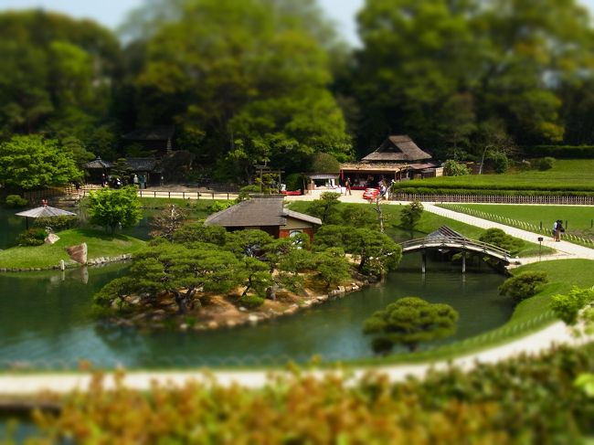 さくっと岡山県にミニチュア画像を撮りに行ってきました〜、<br />画像は、日本三名園の一つ、後楽園の図なり〜！