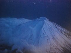 日没後の富士山を眺める(空撮)