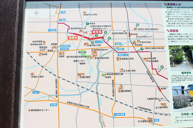 前回の続きで萩原宿から清須宿まで11.8キロを歩きました。<br />名鉄萩原駅で下車し南東に向かって歩きました。今回のコースは一宮市、稲沢市、清須市です。<br />稲沢市では比較的新しい美濃路の説明板が設置されていましたが、一宮市では指導道標が無く、美濃路に対する取り組みで自治体の温度差を感じました。<br /><br /><br />名鉄萩原駅(9:12)　－　高木の一里塚(9:33)　－　中嶋宮(9:52)　－　　<br /><br />コメダ稲沢西店(10:03)～(10:40)　－　稲葉宿(11:04)　－　<br /><br />小沢の一里塚(11:17)　－　東屋(11:51)～(12:05)　－　長束公園(12:15)<br /><br />　－　四ツ家追分(12:55)　－　　清洲城(12:00)～(11:50)　－　<br /><br />清洲公園(12:21)　－　清洲宿本陣跡(12:52)　－　名鉄新清洲駅(13:28)<br /><br /><br />萩原宿から清須宿まで歩きましたが、花の苗の生産や苗木の生産を見かけました。<br />都市近郊であり、このような農業が営まれたりするのだと判りました。<br />清洲城の内容が充実しており、じっくり見てきたら意外と時間が掛かりました。<br />信長が清洲から小牧、岐阜へと移っていた事が判りました。<br /><br />清洲と清須。<br />清洲町や西枇杷島町、新川町が合併して清須市が誕生しました。<br />発音は一緒でも、はて？<br />どちらの字が正しかったか。迷ってしまいます。