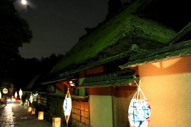 愛宕古道街道 奥嵯峨野。<br /><br />京都の夜は蒸し暑い...大阪もだけどね(笑)<br />蒸し暑さにヘロヘロしつつ<br />嵐山 釈迦堂から鳥居本あたりまで夜散歩♪<br />遅くに着いたので人は少なめでした〜<br /><br />愛宕古道街道灯し(あたごふるみちかいどうとぼし)<br />念仏寺の千灯供養と地域の地蔵盆に合わせて行われます。<br />手作りの行燈が一の鳥居から祇王寺あたり迄<br />柔らかい灯りで夜道を照らします。<br /><br />愛宕古道街道灯し2012 - さがとりいもとインフォ<br />http://sagatoriimoto.info/atago/2012/