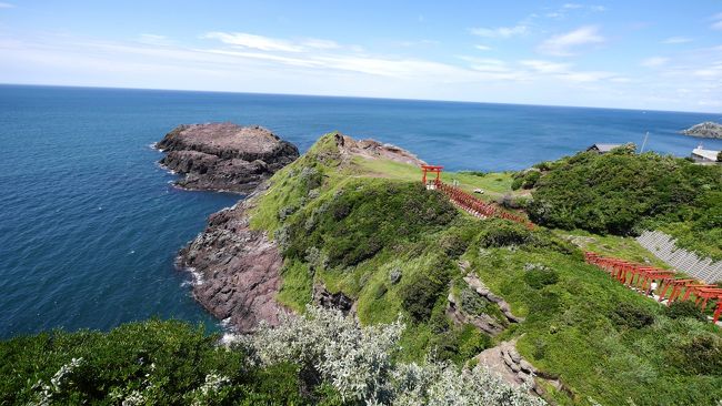 2013.7下関北部旅行5-青い海の「竜宮の潮吹」，海の見える美しい「東後畑棚田」