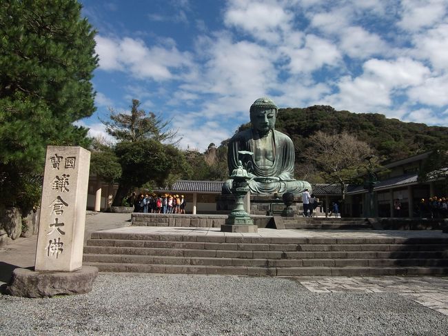 鎌倉一泊二日旅行。交通手段は電車・レンタサイクル・モノレール。<br />移動時間、見学・拝観目安、御朱印をもらえる場所を紹介。<br />8:30に鎌倉駅前でレンタサイクルを借りる。<br />長谷寺・鎌倉大仏・成就院・極楽寺・光明寺・教恩寺・安養院・妙本寺・本覚寺・・宝戒寺・瑞泉寺・杉本寺・報国寺・浄妙寺・明王院・寿福寺とまわり、カレー屋「キャラウェイ」で昼食。<br />続いて、円応寺・海蔵寺・東慶寺・浄智寺・明月院・光照寺とまわって初日終了。レンタサイクルでの移動距離は約24kmだった。<br />小町通のおもちゃ屋「ちょっぺー」で土産を買い、若宮大路にある「cafe琥珀」(スーパー2階)で休憩。その後大船に移動し、銭湯に行った後「つけめんKOKORO」で夕食。近くのインターネットカフェ「ネットルームオレンジ」で一泊した。<br />二日目は大船駅からバスで移動、建長寺・半僧坊・円覚寺・佛日庵を拝観。北鎌倉駅から大船駅へ電車で移動、大船観音寺へ。大船駅から湘南江の島駅まで湘南モノレールで移動、龍口寺・満福寺へ。腰越駅から藤沢駅まで江ノ電で移動、遊行寺へ。藤沢駅から弘明寺駅まで地下鉄で移動、弘明寺を訪れて終了。