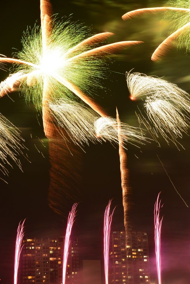 東京・大田区では、平和都市宣言記念事業として毎年8月15日に「花火の祭典」を開催しており、今年は第26回となります。<br />多摩川の河川敷で約5000発の花火が真夏の夜空に「ど〜ん」と打ち上げられ、暫し暑さを忘れさせてくれました。