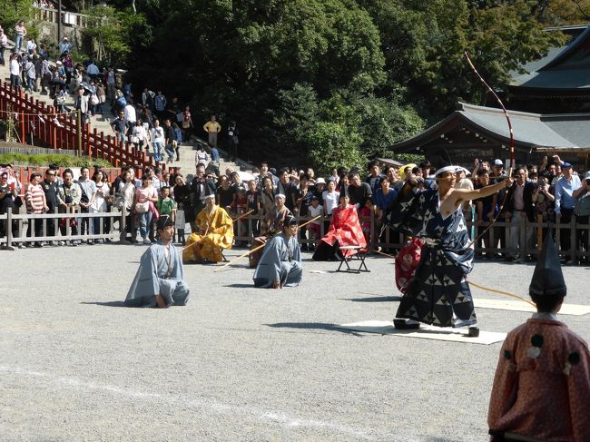 去る１０月１４日（月・体育の日）、鎌倉の鶴岡八幡宮において、弓術の原点ともいうべき三三九手狭式（弓馬術礼法小笠原流）という、古式にのっとった弓術奉納を見学する機会に恵まれ、古式ゆかしい奉納演武を見学しました。