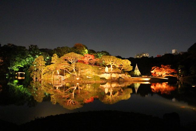11月も終わる頃、都心の紅葉もそろそろ見頃を迎える。<br />山に行く以外は腰がチョッピリ重い相棒を誘って、都内の庭園散策へ。<br /><br />訪れたのは旧古河庭園と六義園。<br />今年の秋の初めての本格的な紅葉散策。<br /><br />旧古河庭園の木々は見頃を迎え、薔薇の花も少しだけれど咲いていた。<br />六義園のライトアップは、池に映る木々がまるで美術の授業で作った抽象画の様。<br /><br />たまには、都心に出て気分転換も悪くない。<br />