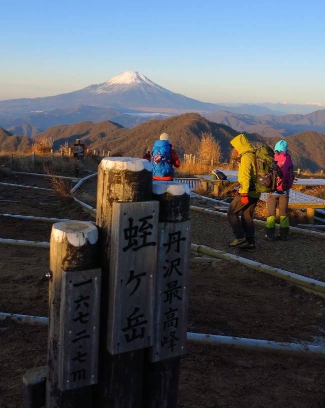 丹沢主稜縦走の二日目。<br /><br />蛭ヶ岳山荘を出発し、檜洞丸を経由して、西丹沢自然教室へ下山というルート。<br />天気は快晴！　晩秋の空は澄み切って、快適なトレッキング！、の予定だったが…