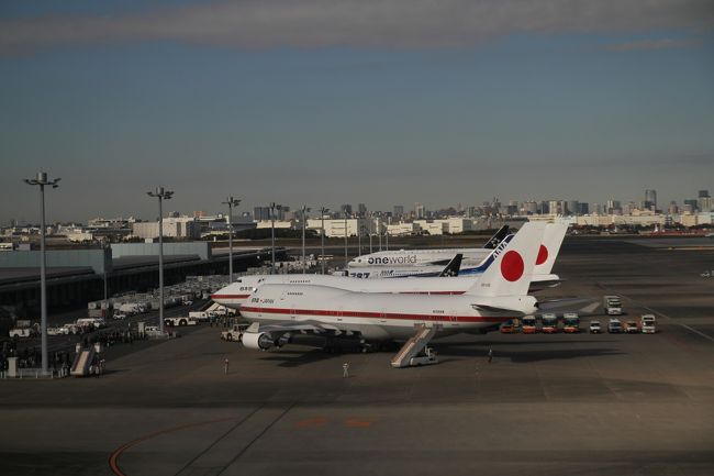 久しぶりに横浜へ行く機会があり、ついでに数年前まで横浜に住んでいた時に行きつけだった赤坂のドイツ料理店、「Weber Haus Tokyo」に寄ったり、また深夜、これもかっての行きつけの横浜の指圧、そしてみなとみらいの夜景など懐かしの地を巡ってきました。<br /><br />赤坂ウェーバーハウスHPです。<br />http://www.weberhaustokyo.com/<br />facebook<br />https://www.facebook.com/pages/Weberhaus/144163619125096<br /><br />今回は一泊二日、伊丹−羽田をANAで往復、宿は横浜の常宿、桜木町「横浜マンダリンホテル」、帰りの飛行機は７８７を予約、11月も末となりましたがこの二日間は天気にも恵まれ、それなりに快適な旅を過ごすことができました。<br />今年合計5回行った瀬戸の島々や神戸、六甲などの芸術祭は全て好天に恵まれ、また今回も、、、自分で言うのもなんですが、結構晴れ男なんだなぁ、、と自分で感心してしまいました。<br /><br />今回の表紙の写真は、羽田で帰りに偶然見つけた政府専用機！<br />おそれながら、天皇、皇后両陛下のインドご訪問にたたれるのと、ほぼ同時刻に羽田に到着してしまい、この珍しい機体を発見！　不敬とは思いつつ、つい撮影してしましました。