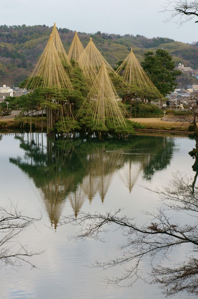 金沢2日目は兼六園、東茶屋町へ観光に向かいます。<br /><br />それにしても、この日は寒かった。雪が降るわけでもなく、ただただ冷たい風が吹き時折小雨が降るという天候でダウンを着ていても寒いぐらいでした。<br /><br />・旅程・<br />1日目：金沢（近江町市場、21世紀美術館）<br />　http://4travel.jp/travelogue/10841203<br />2日目：金沢（兼六園、ひがし茶屋街）<br />3日目：加賀温泉郷（山代温泉周辺）<br />　http://4travel.jp/travelogue/10841206<br /><br />カメラ：SONY NEX-6 w/SEL1855, iPhone5(志摩内部のみ)