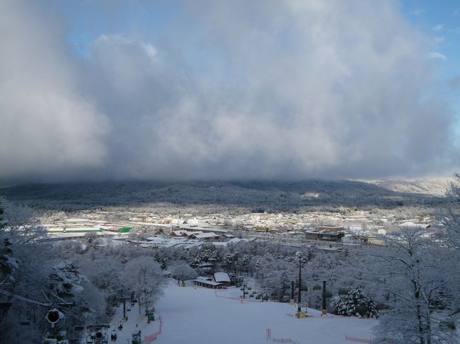 2014年1月8日〜12日の4泊5日、恒例の冬の軽井沢へ行きました♪<br />愛犬と一緒にドッグコテージで優雅に過ごし、<br />スキーやグルメやショッピングを楽しめました♪<br /><br />☆Ｖｏｌ２：第２日目（１月９日）軽井沢♪<br />昨夜、雨が雪に変わり、深夜までに降り続く。<br />起きて、窓から見ると美しい雪景色に。<br />約5?ほど積もっている。<br />すでに降りやんでいる。<br />朝食までの朝の散歩。<br />美しい雪景色の中をゆったりと歩く。<br />ドッグコテージに戻り、朝食を頂く。<br />8時から4時間ほど、スキーを楽しむ。<br />スキー場へ行くと、ガラガラでびっくり。<br />ゆったりと美しい雪景色の中を爽快に滑る。<br />人がいなく、気持ちよく滑れる。<br />たっぷりとスキー楽しんだら、ランチタイム。<br />ランチはイーストのメインダイニング。<br />シャンパンや赤ワインを。<br />サラダや野菜カレーとともに。<br />このカレーは美味しく、病みつき。<br />そして愛犬と一緒にショッピングモールへ。<br />グッチ、ボッテガ・ヴェネタ、フェラガモ、トッズなど<br />楽しくショッピング。<br />その後、スパへ。<br />温泉とリラクゼーションエステを楽しむ。<br />ディナーは中華弁当。<br />紹興酒とともに頂く。<br />シェフお任せの中華料理は美味しい♪