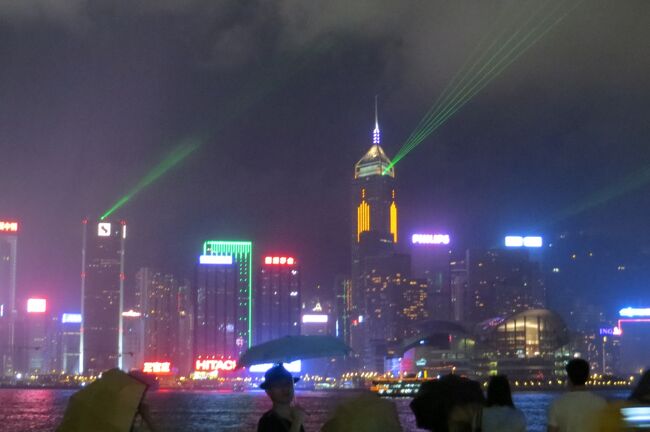 2013夏、中国旅行記23(18/22)：7月21日(8)：香港、香港繁華街、シンフォニーオブライツ、ヴィクトリア・ハーバー、満月