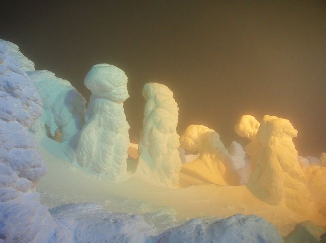 突然の思いつきで、樹氷ライトアップへ・・・しかし超！悪！天！候だったぁ～～>゜))))彡！　