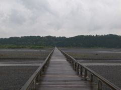 世界一長い木造歩道橋　雨の蓬莱橋