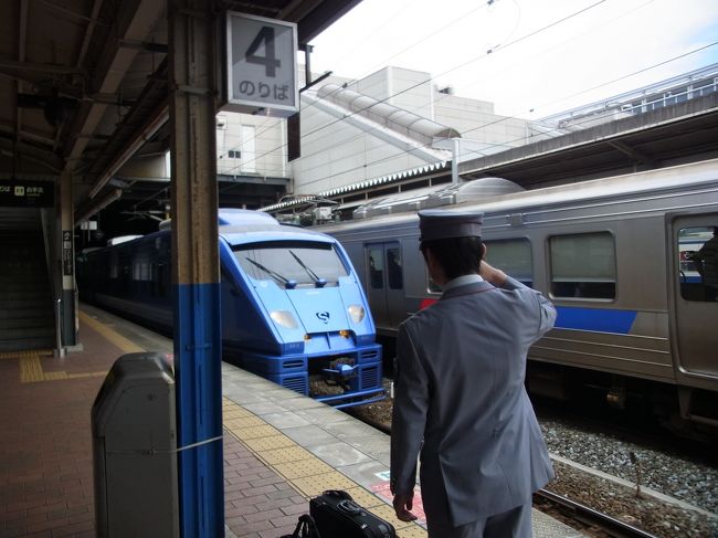 面白いＪＲ切符を発見した！元気なときは青春切符というので、鈍行列車で動いた時期もあったが、最近は流石にその気分にはならなかった。ところが、このＪＲ九州の３日間乗り放題の切符は６５歳以上が対象で、一人８、２３０円で、特急電車にも乗り放題という。実は近年の九州の旅はほとんど、バス旅行中心だった。そこで、ものめずらしさもあり、列車の旅をしようということになった。家内は６５歳に届いていないが、夫婦の一人が６５歳を超えていればいいという。身分証明書持参で、すぐ切符は購入できた。Active 65という名称の切符だ。<br /><br />プラン作りは、楽しかった。できるだけ、種類多く特急電車に乗ろうと思い、ＪＲ九州の路線図を検討した。出発は本州の西の端からなので、まず門司までいく。<br /><br />門司で切符を有効化。小倉まで移動し、特急「ソニック」で博多へ。それから新幹線で熊本まで「さくら」で移動。さらに、熊本から豊肥本線の「九州横断特急」で阿蘇と大分を経由して一気に別府に到着。ここまでが初日の旅程。<br /><br />昨年５回宿泊している「スギノイホテル」に宿泊。いつもどおりの快適な湯と食事。２日目は、乗り継ぎながら、別府、大分を経由して、久大線（愛称；ゆふ高原線）で久留米まで移動。途中で、湯布院から日田まで特急「ゆふ」号で移動。久留米から鳥栖まで鹿児島線で移動し、鳥栖から長崎へ特急「白いかもめ」で移動。<br /><br />長崎は何度も行っているので、今回はシーボルト記念館だけの訪問で、次のクチコミ：<br />http://4travel.jp/domestic/area/kyushu/nagasaki/nagasaki/nagasakishi/museum/10015971/<br /><br />長崎泊の翌日、３日目は、昼前に長崎から佐世保まで快速電車「シーサイドライナー」で移動。佐世保では米軍と自衛隊の軍艦を沖合いに見た。佐世保から佐賀まで特急「みどり」で移動。佐賀では予定通り、佐賀城本丸を見学。これについては、別のクチコミに書いた：　<br />http://4travel.jp/domestic/area/kyushu/saga/saga/saga/tips/11168848/<br /><br /><br />佐賀から博多まで特急電車、黒い「かもめ」で移動。さらに、博多で特急電車、白い「ソニック」に乗り小倉に到着。普通電車で門司へ。これで、乗り放題切符の旅は終わり。<br /><br />全体としては、北部九州をこんなに能率的に鉄道で移動するのは、面白い経験ではあった。ただ、バス旅行に慣れている立場からすると、意外と列車の窓からの景色はそれほどではないということだ。せっかくの阿蘇や九重の壮大な眺めが、線路から距離があるために、あまり、迫力のある景色が見えない。ま、それでも、初夏の濃い緑が目に染み入り、気分は安らいだ。豊肥本線と久大線、それに佐世保線は、全線を旅したのは、今回が初めてだったと思うので、その満足感はある。<br /><br />今度は、同じＪＲ九州の全九州３日間乗り放題の切符を利用してみようと思う。大隅半島に踏み入れたことがないので、そこらあたりを狙いたい。<br /><br />最初の写真は小倉駅に入ってくる青い「ソニック」。８８３系の電車。