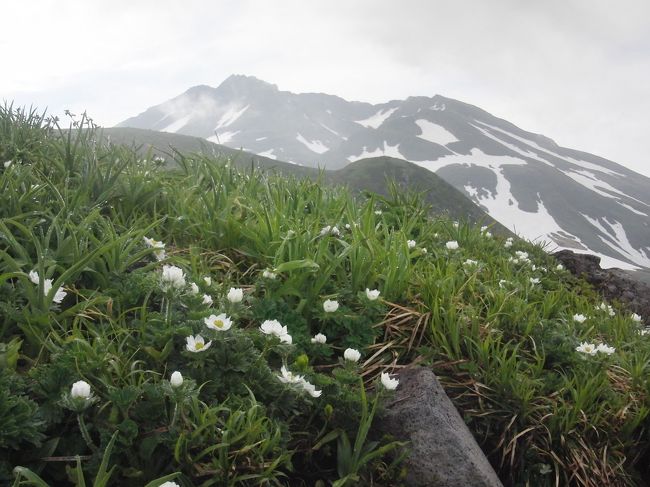 行きの残る鳥海山<br />天候も、あまり良くなかったですね。。。