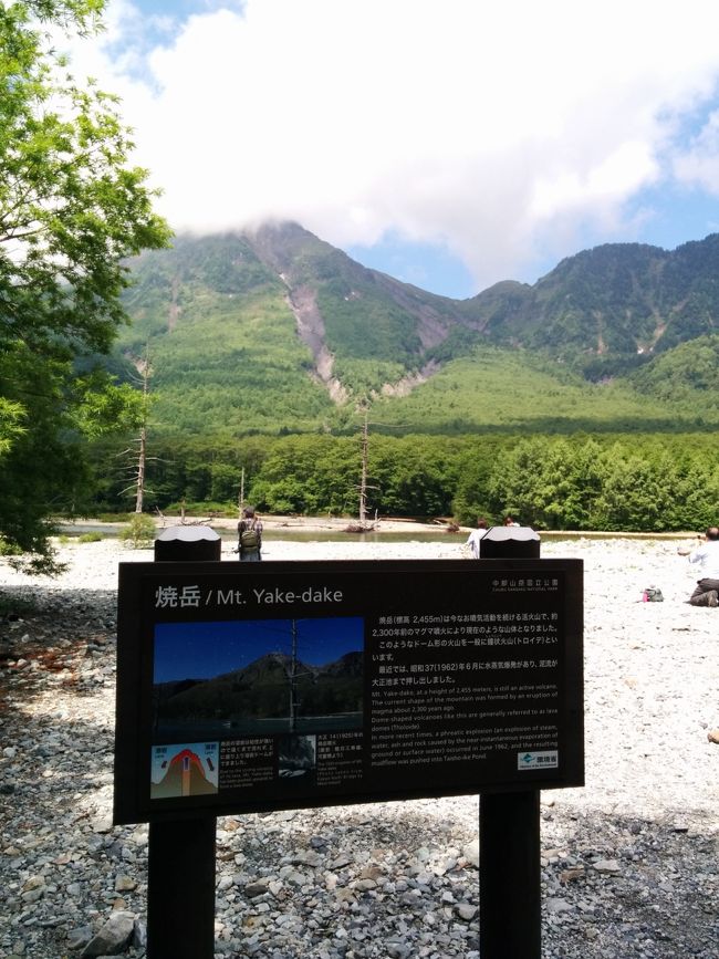 梅雨時なので天気は期待してなかったのですが、好天にめぐりあい大正池から明神池まで3時間の散策を楽しむ事になりました。<br />バスツアーなので集合時間があるので途中での余裕少なかったのですが、最後の穂高神社奥宮からの絶景にすべてが報われたと感じました。