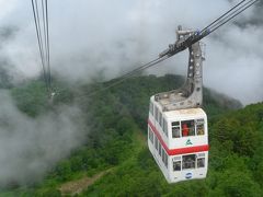 新穂高ロープウェイへ。雨は止んだけど、雲は切れず。