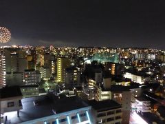 大濠公園 花火大会と福岡市内夜景