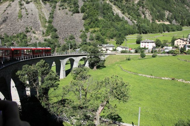 スイスの旅 2014 17/17　　　レーテッシュ鉄道ベルニナ線乗車と周辺の景観観光、　帰国