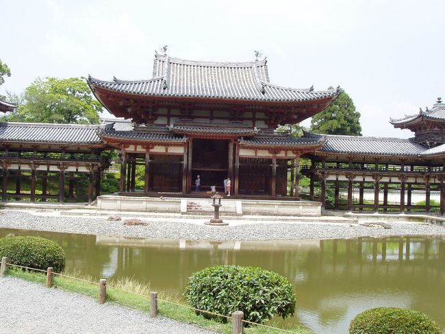 団体の研修旅行で宇治平等院の見学に来た。平等院へは何回か見学に来たが今回は久しぶりであったために塗り替えがされていることを知らず美しくなっていた平等院を見ることができた。。