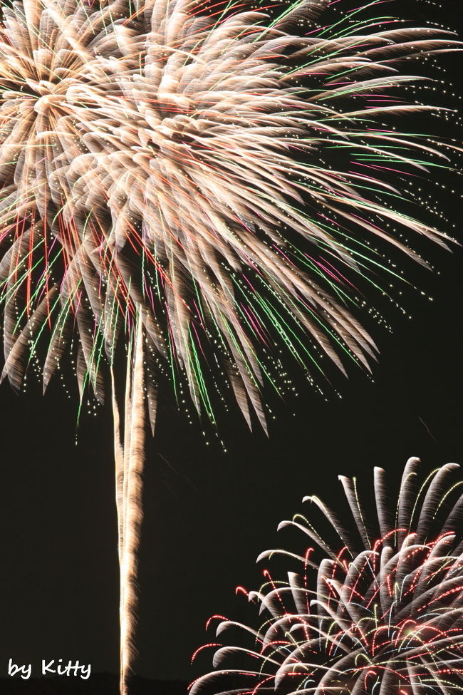 今年行けた夏の花火大会は、神奈川新聞花火大会と、大雨で写真が1枚も撮れず旅行記にもできなかったふくろい遠州の花火の2回だけだったので、いまひとつ心残りだったのですが、なんと秋のはじまりにまだ花火大会があるという嬉しいお知らせが…！！<br /><br />しかも今回行った土浦全国花火競技大会は、新潟県長岡市、秋田県大仙市（大曲）の花火とともに「日本３大花火大会」の1つでもあるらしく、かなり豪華な花火が期待できそう♪<br />その花火の数2万発ともあって、それだけ訪れる人の数も膨大！！<br />大会付近は交通規制が行われ、往復に利用する土浦駅は大混雑で構内入場規制もある始末…。<br />花火は見たいけど、ああ恐ろしや。。。<br /><br />そんな中、土浦在住の友人のご好意で、花火がよく見える某建物の屋上スペースをお借りできることに♪<br />屋上でのんびり花火鑑賞＆撮影を楽しんだ後は、土浦駅よりひとつ下りの神立駅まで車で送ってくれて、初めての人混み無縁の花火大会でした。<br />なんて優雅すぎる花火大会、素晴らしすぎる☆☆<br /><br />☆土浦全国花火競技大会↓<br />http://www.tsuchiura-hanabi.jp/<br /><br />