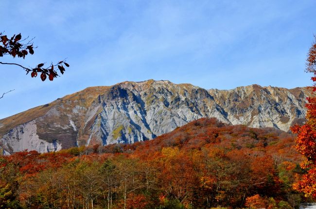 　　　　　　大山（だいせん）へ・・・<br /><br />　大山（だいせん）は、鳥取県にある標高1,729mの火山で、鳥取県および中国地方の最高峰である。<br /><br />　別名・伯耆大山（ほうきだいせん）、あるいはその山容から伯耆富士とも呼ばれており、日本百名山や日本百景にも選定されている名山である。<br /><br />　いつも秋になると、紅葉を求めてこの山へ行くことにしているので、今年もマイカーで行ってきた。<br /><br />　当初11月３日を予定していたが、天気予報によればこの３連休は「曇り時々雨」だというではないか。折角遠路走って行っても、天気が悪ければ写真も期待できない！<br /><br />　急遽、予約しておいた蒜山休暇村をキャンセル、１０月３１日なら奥大山休暇村なら空室アリ。さらに天気予報をチェックしてもう一日前の３０日に変更。この時期、たまたま空いていたというわけ・・<br /><br />　鳥取県の大山は、関西圏、九州圏からも大勢やってくる観光名所で、紅葉シーズンはマイカーや観光バスで大渋滞するほとの人気スポットである。従って、土・日、連休を避ける狙いもあった。<br /><br />　翌日は、曇りのち雨という天気だったので、結論から言えば、３０日にしたことは天気にも恵まれ正解であった！　<br /><br />　往路のコースは、三次（みよし）から松江自動車道を走り、宍道から山陰自動車道で米子まで行き、県道２４号線で大山寺・桝水原高原へそこから大山環状道路を通って、奥大山へ・・<br /><br />　