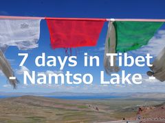 7 days in Tibet21★ナムツォ湖★タルチョはためく丘からナムツォ湖を見下ろす