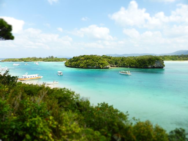 ちょっと遅めの夏休みに初めての石垣島に行ってきました！<br />台風が過ぎた後だったせいか風の強いことが多かったのですが、とてもきれいな海を見てくることができました。<br /><br />まずは初日。<br />羽田早朝6時25分発の飛行機に乗って沖縄・那覇空港へ。<br />飛行機を乗り継ぎ石垣島に着いたのは午前11時前。<br />午前中のうちに着くなんて沖縄って近い（去年行ったハワイに比べれば…）！<br />石垣島って意外とすぐそこ（でも地図で見ると沖縄本島よりも台湾の方が近い）☆<br /><br />到着後、レンタカーを借りて川平湾へ。<br />みなさんの旅行記の写真で見ていたきれいな景色、写真では感じ取りきれていなかったキレイな海に大はしゃぎしました♪