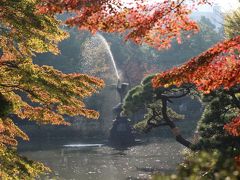 観劇前に秋の日差しに輝く日比谷公園と菊花大会