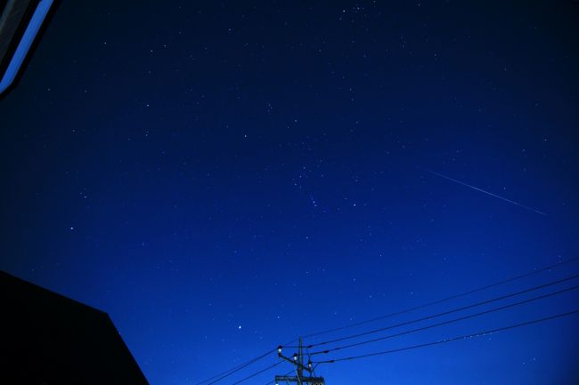 流星を撮りに筑波山へ　　3時間ぐらい粘ったが1枚撮れただけで・・・　翌日の極大日　自宅にて　結構長く尾が引いた流星撮れた