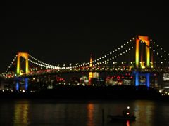 虹色のレインボーブリッジと冬の桜　Rainbow Bridge/Sakura of Megurogawa in winter