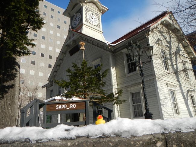 週末で１泊２日の冬の北海道へ。<br />師走の北海道・・寒いけれど冬ならではの素敵な風景を楽しめました。<br />航空便は完全陸マイラーで貯めたＪＡＬマイルを使った「おともでマイル割」での手配<br />ホテルはＪＴＢ旅カードのポイント利用での予約<br />お得な長女ちゃんとの女子旅です。<br />１日目：仙台空港発7:50ー千歳空港着9:00<br />　　　　札幌散策・・夜はミュンヘンクリスマスマーケット<br />　　　　ホワイトイルミネーション<br />２日目：札幌発8:55発旭山動物公園号乗車旭川着10:07<br />　　　　旭山動物園観光<br />　　　　旭川15:55発千歳空港18:10着<br />　　　　千歳空港19:50発ー仙台空港21:00着<br /><br />航空券：ＪＡＬおともｄｅマイル割で手配<br />　　　　本人　　１００００マイル<br />　　　　同行者　２１０００円（１０５００×２）<br /><br />ホテル：クロスホテル札幌<br />　　　　エースＪＴＢ宿泊プラン<br />　　　　アーバンツイン早割１０００円引<br />　　　　１０８００円×２＝２１６００円<br />　　　　ＪＴＢトラベルポイント１６０００ポイント使用で<br />　　　　支払い５６００円<br /><br />ＪＲ：２人で１４３４０円（旭山動物園切符）<br />　　　札幌ー旭川往復＋旭川駅から動物園までのバス＋入園料<br />　　　　<br />　　　　<br /><br />１日目・・札幌散策です♪<br />久しぶりの札幌は海外からの旅行者が多いことにとてもびっくりしました。<br />定番観光地では外国語が氾濫して一瞬どこの国にいるのか「？？」な感じになりました。<br />