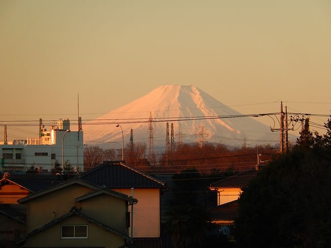 １月１３日、連休明けに見られた朝焼け富士は素晴らしかった。<br /><br /><br /><br /><br />＊写真は午前６時５９分頃の朝焼け富士