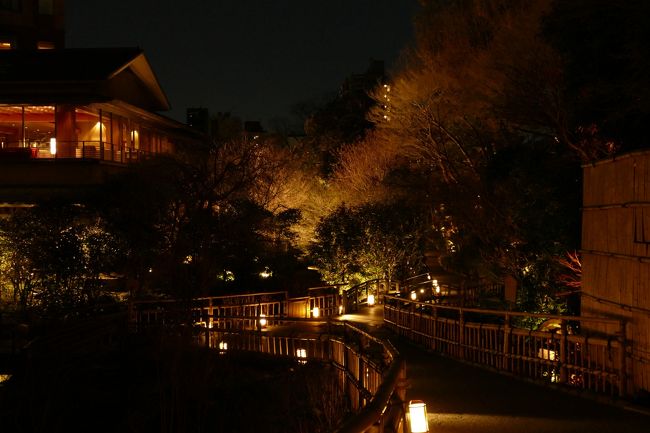 この時期開催催される「京歩き in 東京」。<br />イベントの一環としてホテル椿山荘東京の庭園で花灯路を再現。<br />今年もいそいそとやってきた。<br /><br />この時期なので当然なのだが、夜の庭園はとっても冷え込む。<br />お陰様で（？）なのか日曜の夜だからなのか人出もなく、<br />のんびりと鑑賞に専念。<br />凛とした空気の中で、うすぼんやりと浮かぶ木々や石像は<br />とても幻想的でした。<br /><br />開催は、2月15日までとの事です。<br />http://kyoaruki.jp/events/view/85
