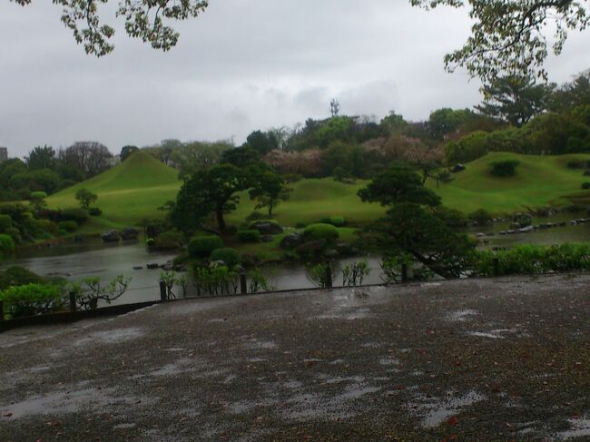 雨の水前寺公園