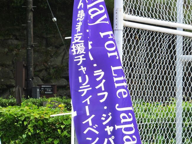 自宅近くの和歌山城砂の丸広場で開催された「RELAY FOR LIFE」に立ち寄って来ました。<br /><br />このイベントは癌征圧を目指し、がん患者さんやご家族、支援者らがグラウンド歩いて<br />勇気や希望を分かち合うチャリティーイベントとの事でした。<br /><br />今朝早い時間だったので、ステージでもイベントが始まる前でしたので、どうもタイミングが合わずでした。<br /><br />http://relayforlife.jp/wakayama/