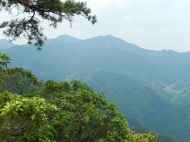 6月13日、午前7時50分、上福岡発の電車に乗り寄居迄行きそこから、秩父鉄道に乗り継、皆野迄行った。そこから町営バスに乗って札所前で降りてハイキングを開始した。　今回のハイキングの目的は連れと一緒に行く7月23日よりの海外トレッキング旅行のトレーニングと秩父の温泉に入ることである。　　行程、歩行距離、歩行時間、標高差は次のとおりである。<br /><br />○行程<br />上福岡ー川越ー小川町ー寄居ー皆野ー札所前ー水潜寺ー札立峠ー破風山山頂ー猿岩ー風戸ー秩父温泉ー皆野ー寄居ー小川町ー川越市ー上福岡<br /><br />○歩行距離<br />約6.5キロ<br /><br />○歩行時間<br />正味3時間<br /><br />○標高差<br />627-250=377m<br /><br />この破風山は今回で3度目の登山になるが、温泉に入ることと最終バス時間に間に合わせるために歩行距離が短い札所前登山口から登ることにした。　おかげさまで楽なハイキングが出来たことと温泉を十分に楽しむことができた。<br /><br />*写真は破風山山頂からみられる城峰山の風景